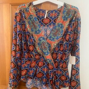 Floral V-Neck Wrap Top